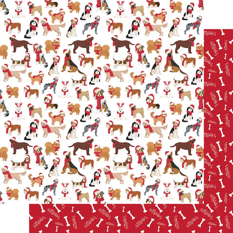 Scrapbook Supply - 12"x 12" Merry Woofmas (Merry Woofmas Collection) Double-Sided Paper