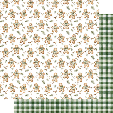 Scrapbook Supply - 12"x 12" Gingerbread Greeting (Evergreen Christmas Collection) Double-Sided Paper