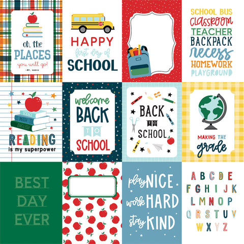Echo Park 12"x 12" 3"x 4" Journaling Cards (First Day of School) Double-Sided Paper