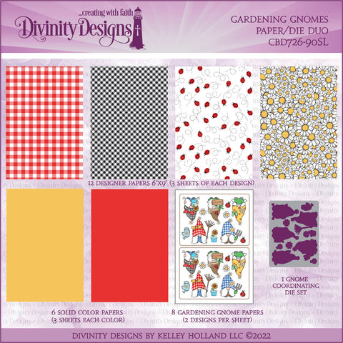 Divinity Designs - Gardening Gnomes Paper/Die Duo (CBD726-90SL)