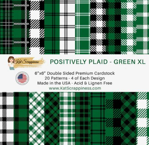 Kat Scrappiness - 6"x 6" Positively Plaid - Green XL