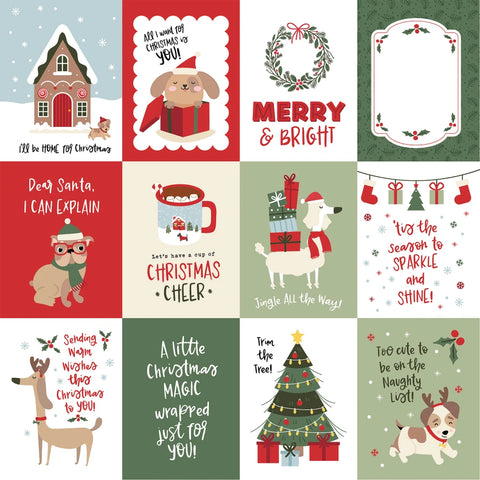 Echo Park - 12"x 12" 3x4 Journaling Cards (Here Comes Santa Paws) Double-Sided Paper
