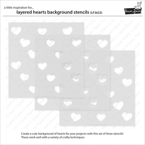 Lawn Fawn - Layered Hearts Background Stencils (Set of 3)