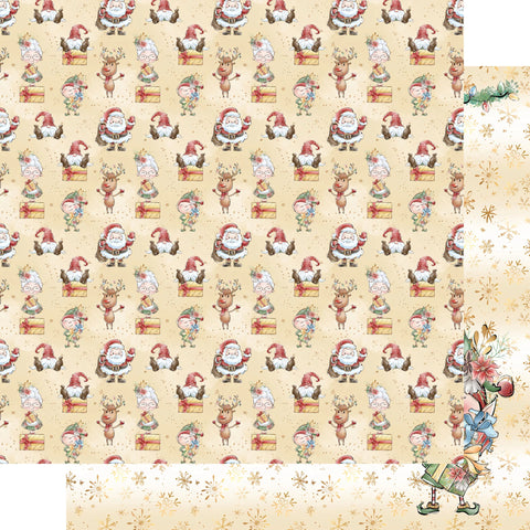 Scrapbook Supply - 12"x 12" Busy Busy Elves (North Pole Collection) Double-Sided Paper