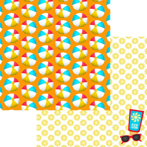 Scrapbook Supply - Beach Balls (Pool Party Collection) Double-Sided Paper