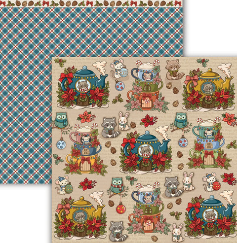 Dare 2B Artzy - 12"x 12" Cozy Cup Cottage (Teapots & Tiny Tales) Double-Sided Paper