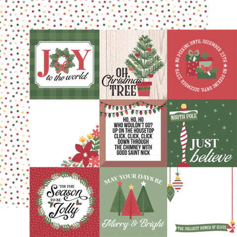 Echo Park 12"x 12" 4x4 Journaling Cards (Santa Claus Lane) Double-Sided Paper