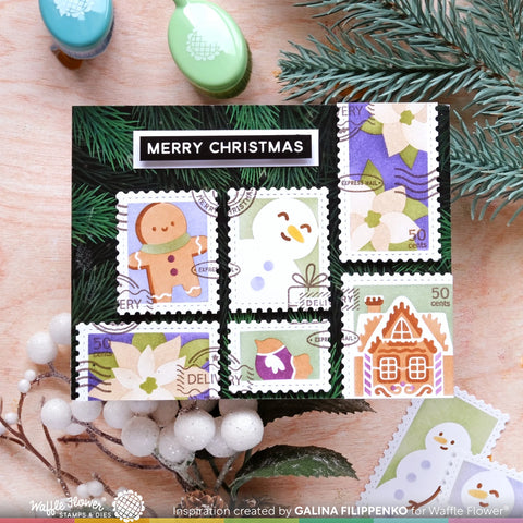 Waffle Flower - Postage Collage Gingerbread Stencil