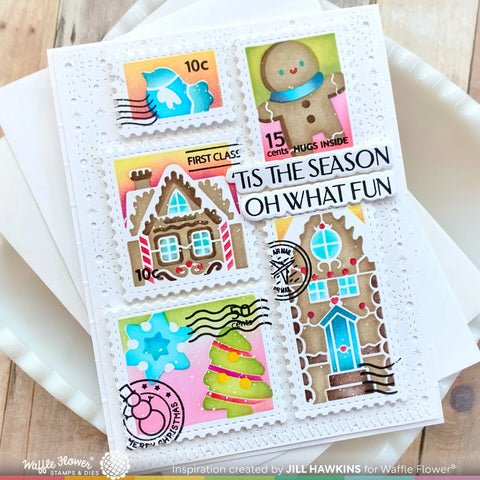 Waffle Flower - Postage Collage Gingerbread Stencil