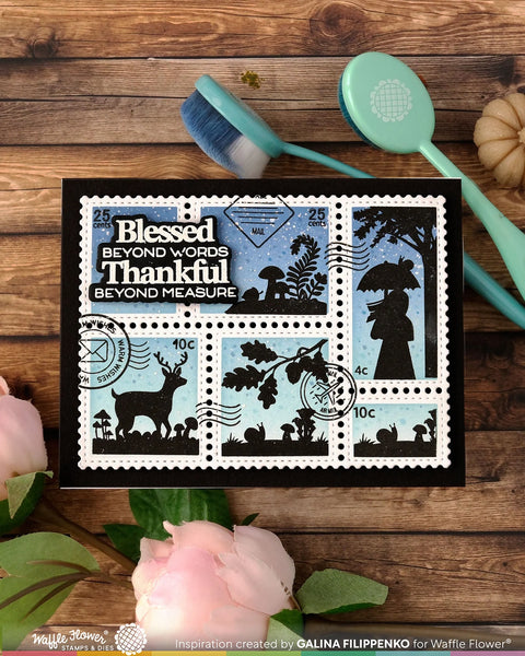 Waffle Flower - Postage Collage Autumn Sunset Stamp Set