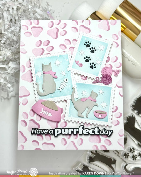 Waffle Flower - Postage Collage Cat Silhouettes Dies