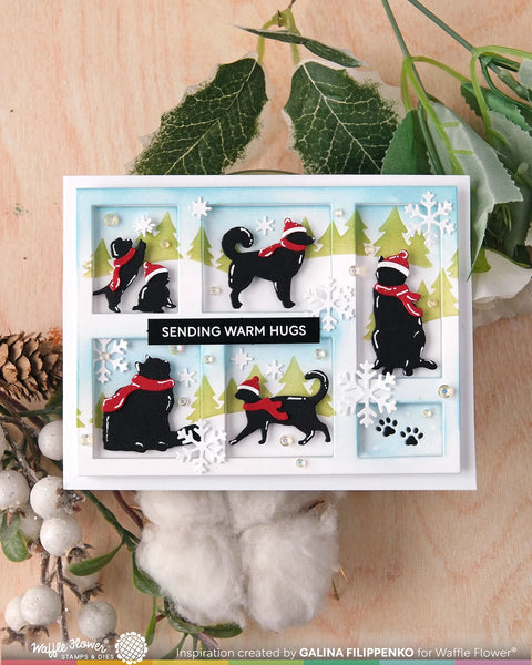 Waffle Flower - Postage Collage Dog Silhouettes Stamp Set