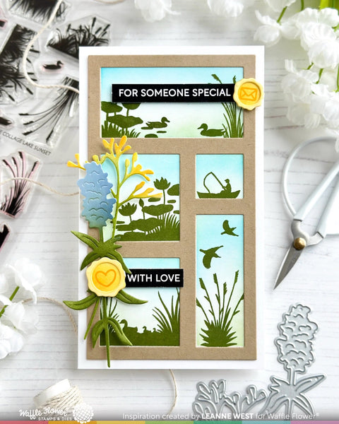 Waffle Flower - Postage Collage Lake Sunset Stamp Set