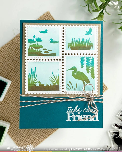 Waffle Flower - Postage Collage Lake Sunset Stamp Set
