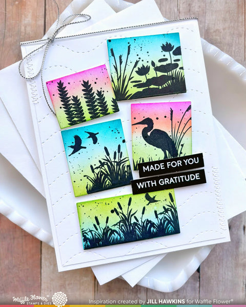 Waffle Flower - Postage Collage Lake Sunset Stamp Set