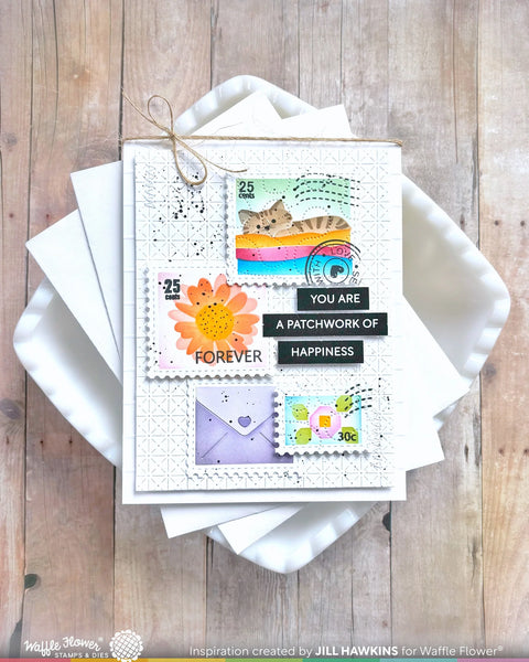 Waffle Flower - Postage Collage Circle Sentiments Stamp Set