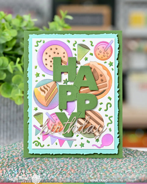 Waffle Flower - Overlapping Vertical Happy Word Die