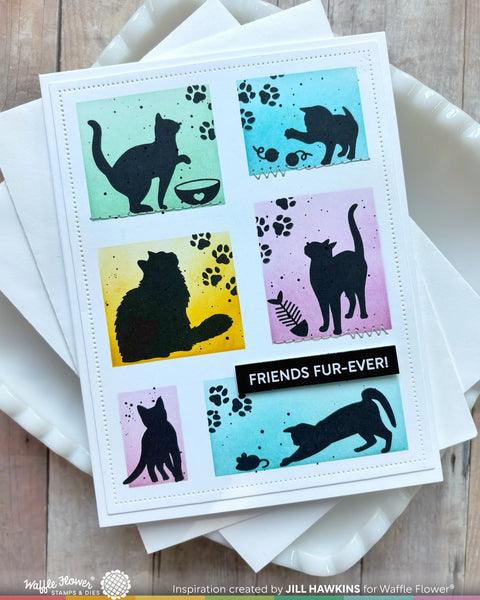 Waffle Flower - Postage Collage Cat Silhouettes Stamp Set