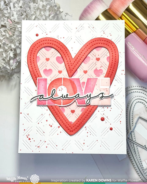 Waffle Flower - Dashed Lattice Hearts Stencil