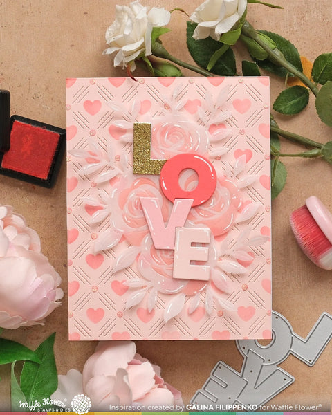 Waffle Flower - Overlapping Vertical Love Word Die