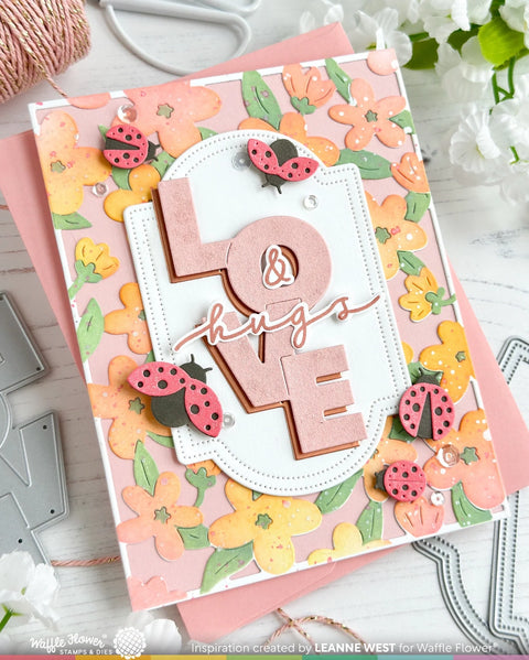 Waffle Flower - Overlapping Vertical Love Word Die