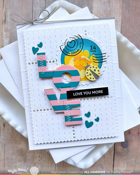 Waffle Flower - Overlapping Vertical Love Word Die