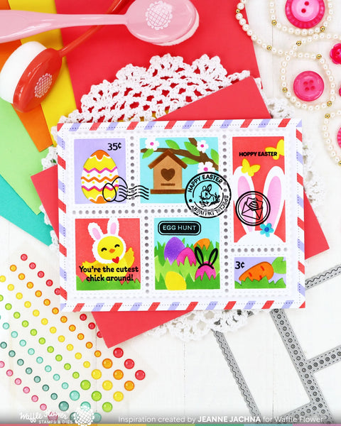 Waffle Flower - Postage Collage Egg Hunt Stencil