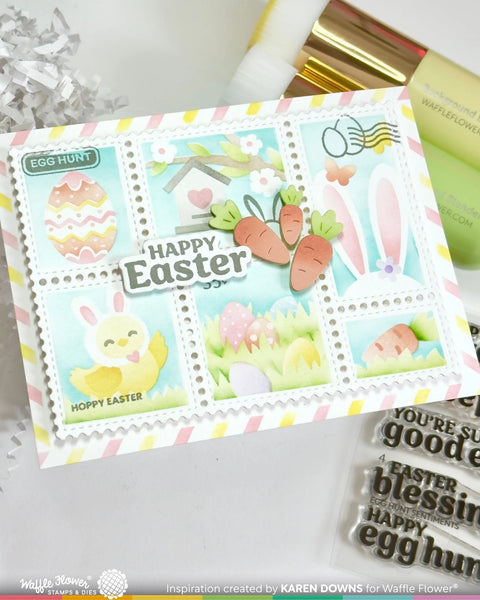 Waffle Flower - Postage Collage Egg Hunt Stencil