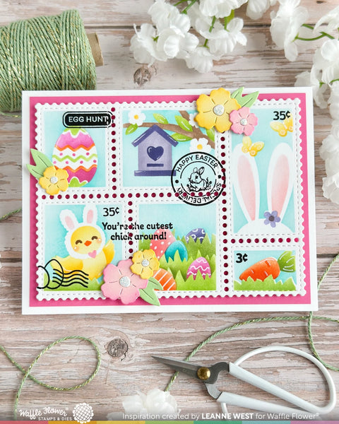Waffle Flower - Postage Collage Egg Hunt Stencil