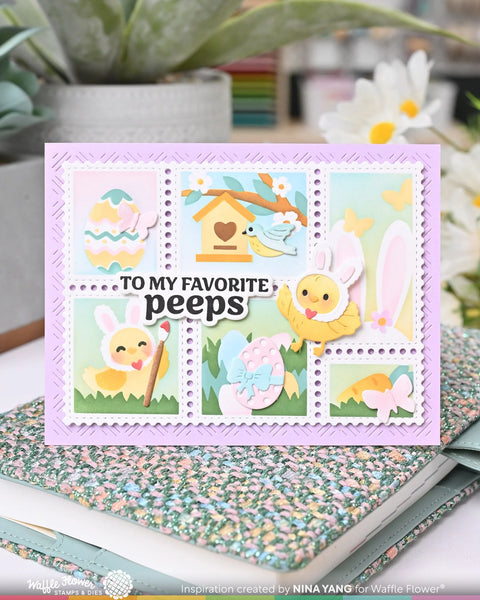 Waffle Flower - Postage Collage Egg Hunt Stencil