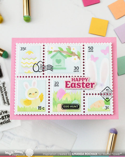 Waffle Flower - Postage Collage Egg Hunt Stencil