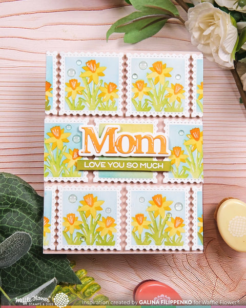 Waffle Flower - Square Postage Daffodil Stencil