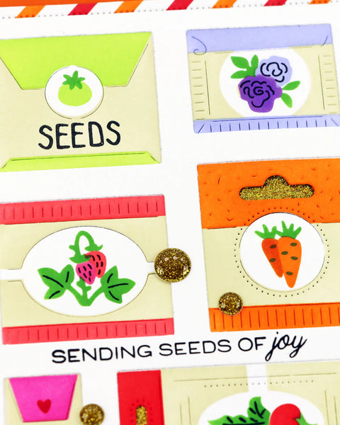 Waffle Flower - Postage Collage Seeds Details Stamp Set