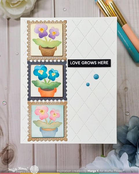 Waffle Flower - Square Postage Pansy Stencil