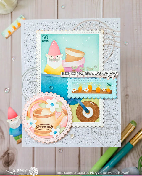 Waffle Flower - Postage Collage Seeds Details Stamp Set
