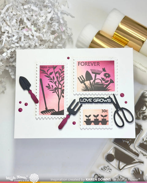 Waffle Flower - Postage Collage Garden Silhouettes Stamp Set