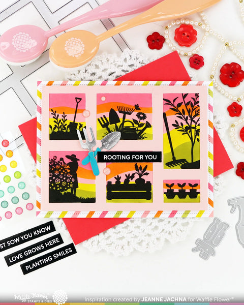 Waffle Flower - Postage Collage Garden Silhouettes Stamp Set