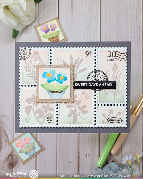 Waffle Flower - Square Postage Pansy Stencil