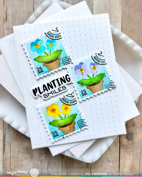 Waffle Flower - Square Postage Pansy Stencil