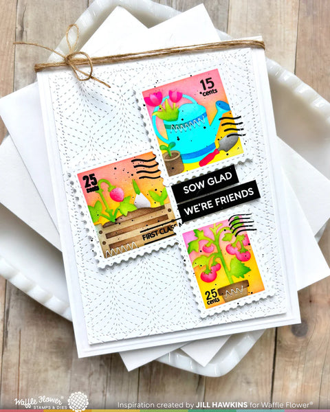 Waffle Flower - Postage Collage Gardening Stencil