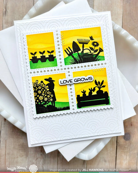 Waffle Flower - Postage Collage Garden Silhouettes Stamp Set
