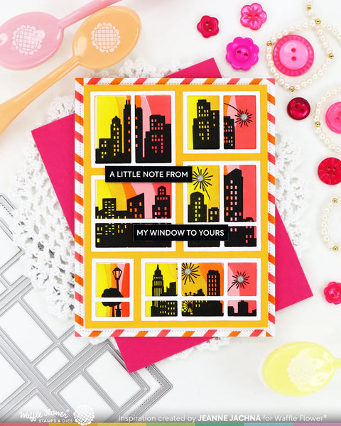 Waffle Flower - Postage Collage City Sunset Stamp Set