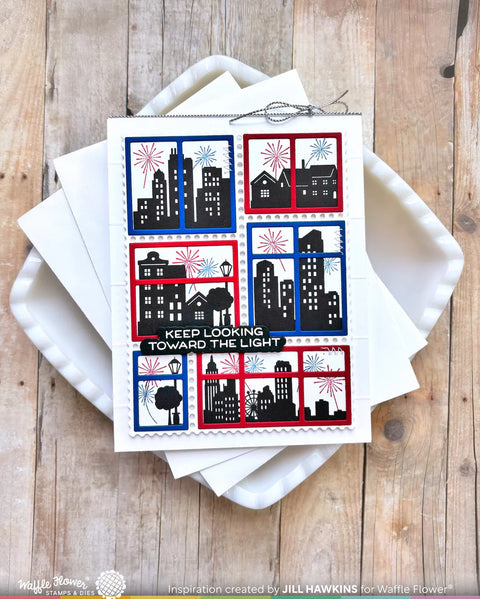 Waffle Flower - Postage Collage Windows Die