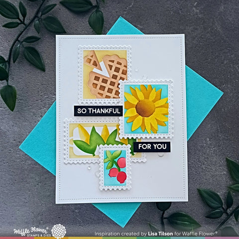 Waffle Flower - Postage Collage Harvest Stencil
