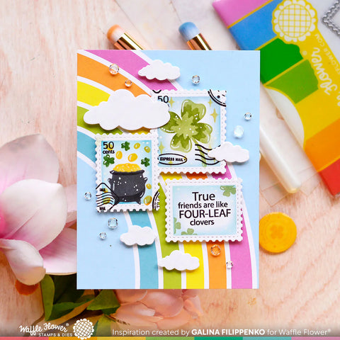 Waffle Flower - Postage Collage Lucky Stamp Set