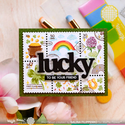 Waffle Flower - Postage Collage Lucky Stencil