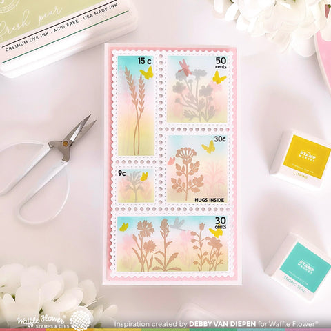 Waffle Flower - Postage Collage Wild Flower Silhouettes Stamp Set