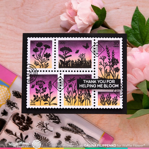 Waffle Flower - Postage Collage Wild Flower Silhouettes Stamp Set