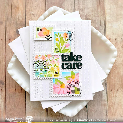 Waffle Flower - Postage Collage Wild Flower Stencil