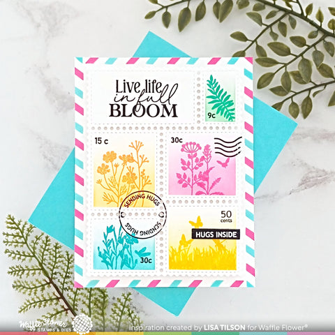 Waffle Flower - Postage Collage Wild Flower Silhouettes Stamp Set
